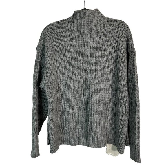 Madewell Mock Neck Side-Button Pull Over Sweater Chunky Knit Wool Blend Gray M - Picture 8 of 11